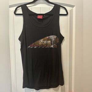 Women’s Indian Motorcycle Brand black ribbed tank top. XL